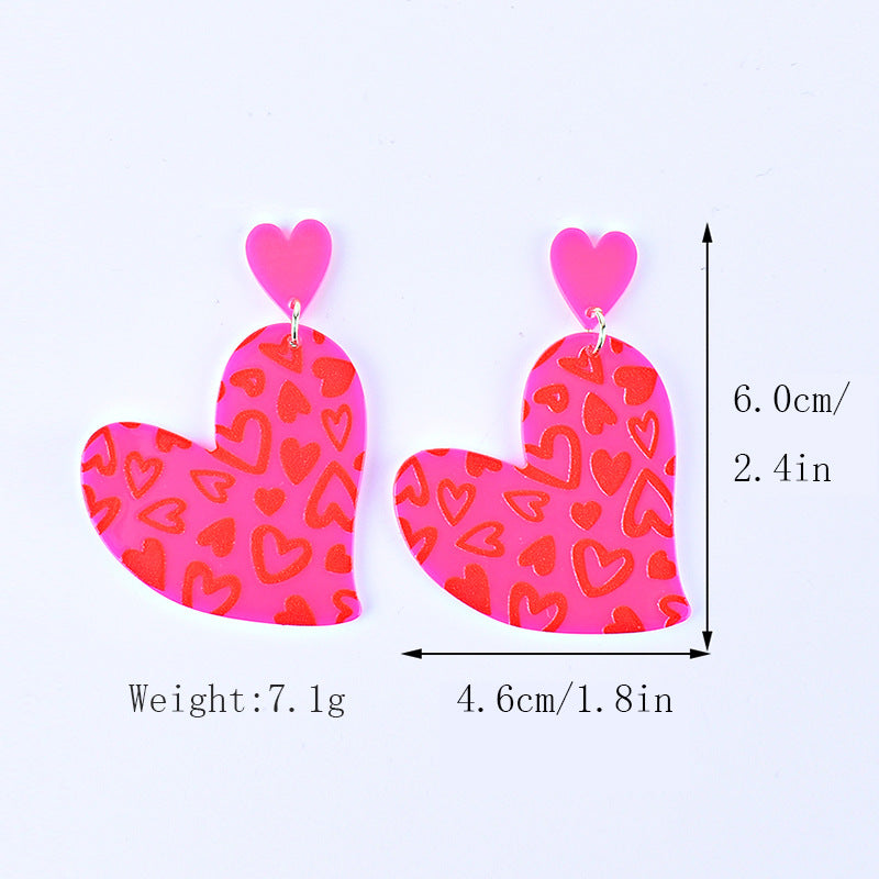 Wholesale Valentine's Day Love Letter Love Heart-shaped Red and Pink Earrings